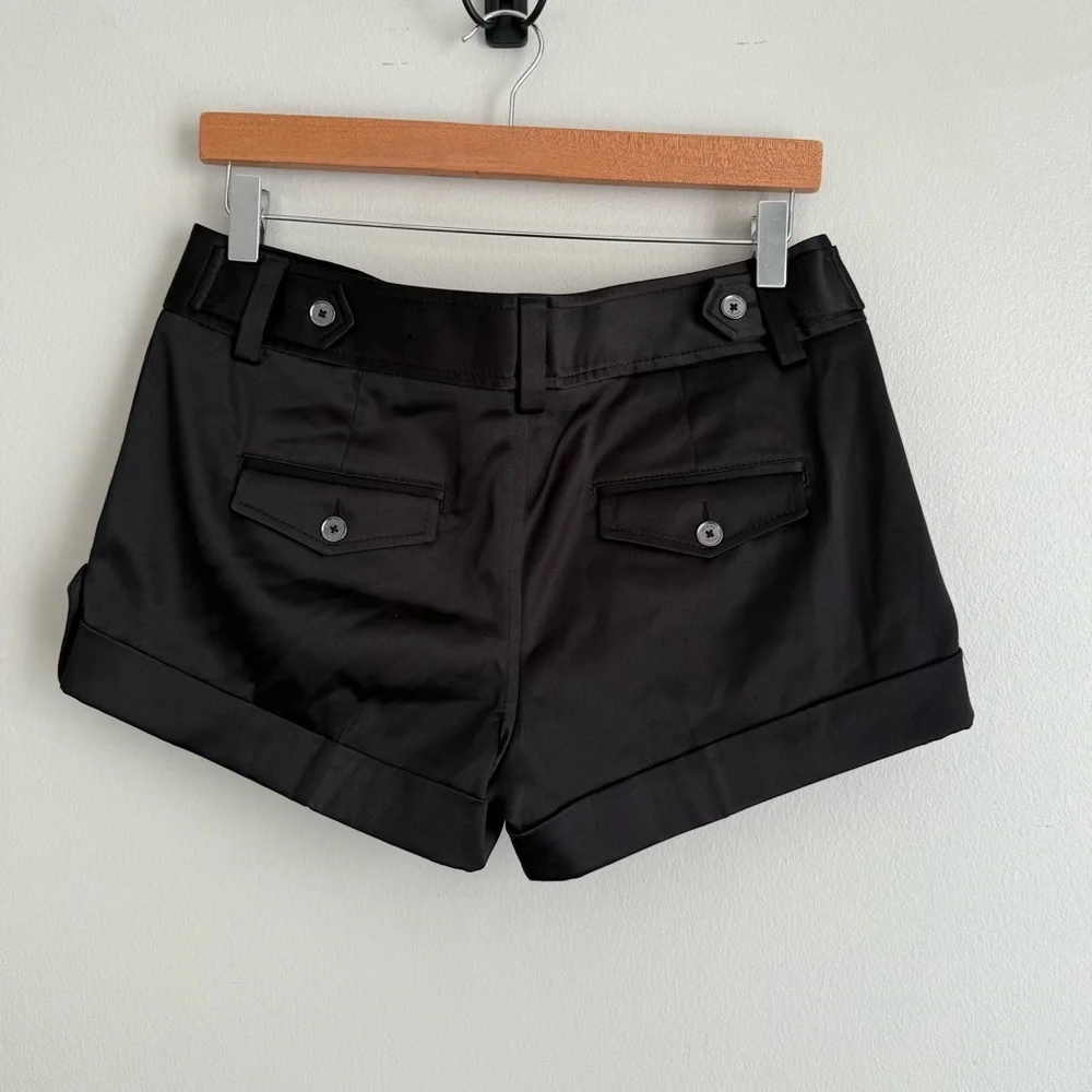 Vtg Y2K Express satin mini micro low rise shorts black size 6 - Picture 2 of 7